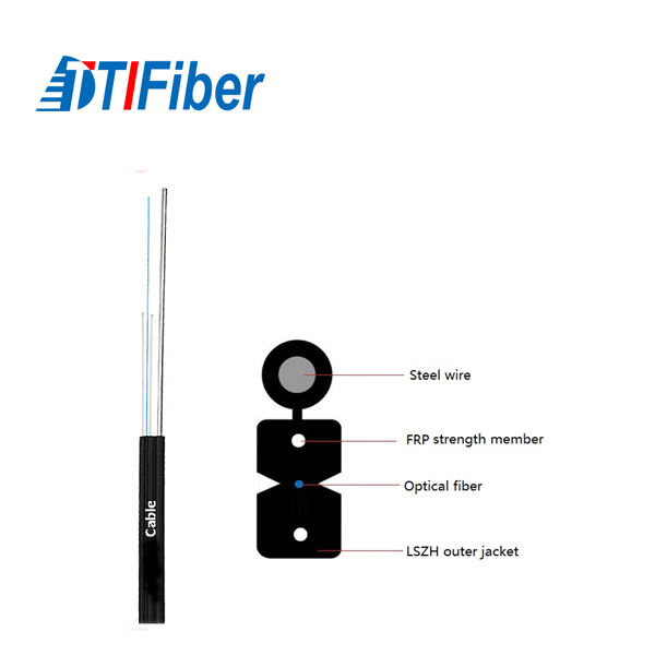 Optical Ftth Fiber Drop Cable 2 / 4 / 6 / 8 Core Single Mode Outdoor Indoor