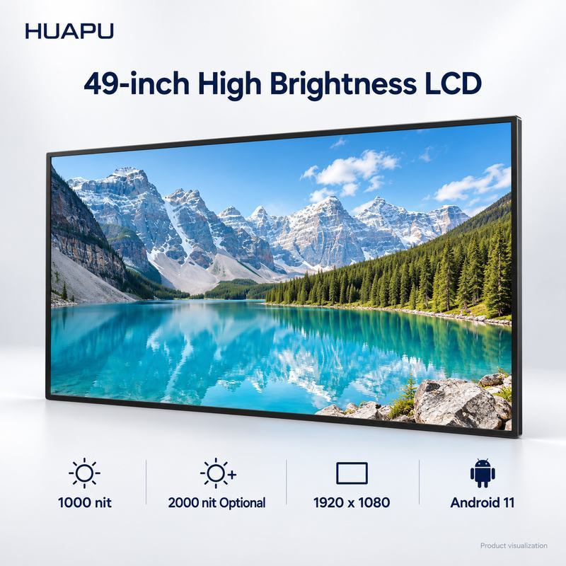 49 Inch High Brightness LCD Screen 1000 Nit 2000 Nit Optional Restaurant Menu Board Display