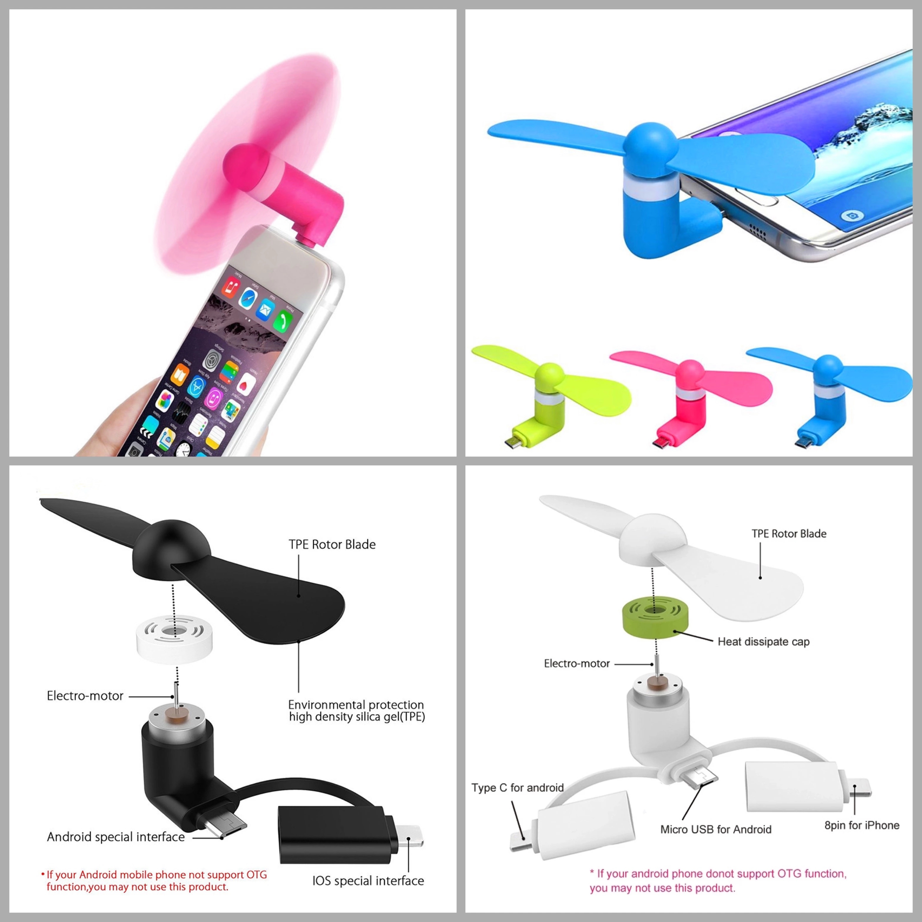 Light Weight 3 In 1 Type C Bendable USB Charging Mini Fan