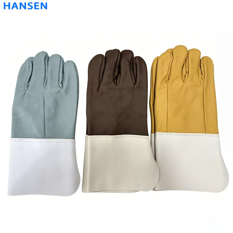 Split Cowhide Welding Gloves , Double Layer Heat Resistant Welder Gloves , Short Driver & Long Cuff Leather Safety Gloves , Anti Spark Wear Resistant