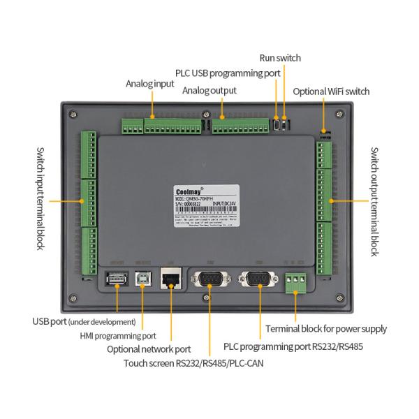 Coolmay HMI PLC All In One touch screen with PLC controller with 24VDC Input 800*480 Resolution Integrated PLC and HMI for Automation Control