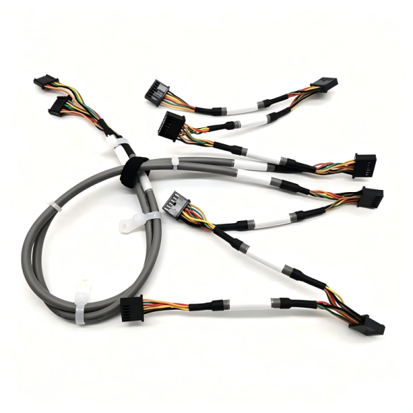 Flexible Custom Wire Harness | Custom Gray Anti-Interference Cable with Printed Mark Heat Shrink Tube, Multi-Branch Inverter Signal Wire Harness for