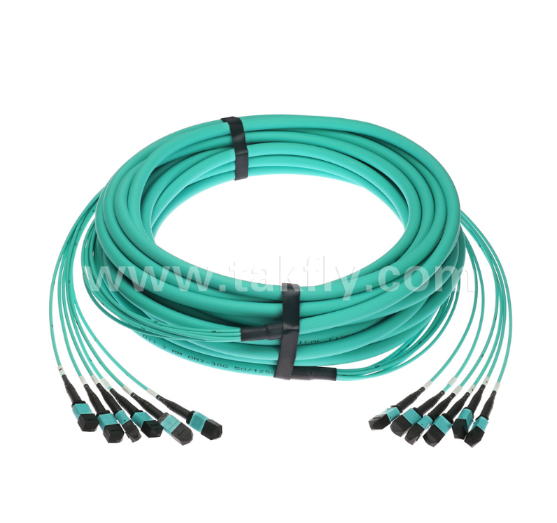 72-Core MPO/PC Trunk Patch Cord – OM3 Multimode, 6×MPO Input to 6×MPO Output, Low Insertion Loss, for High-Density Data Center & 40G/100G SR4/SR10