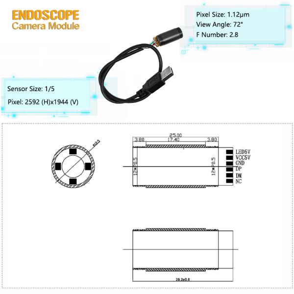 5MP HD USB2.0 Auto Focus Endoscope Camera Module