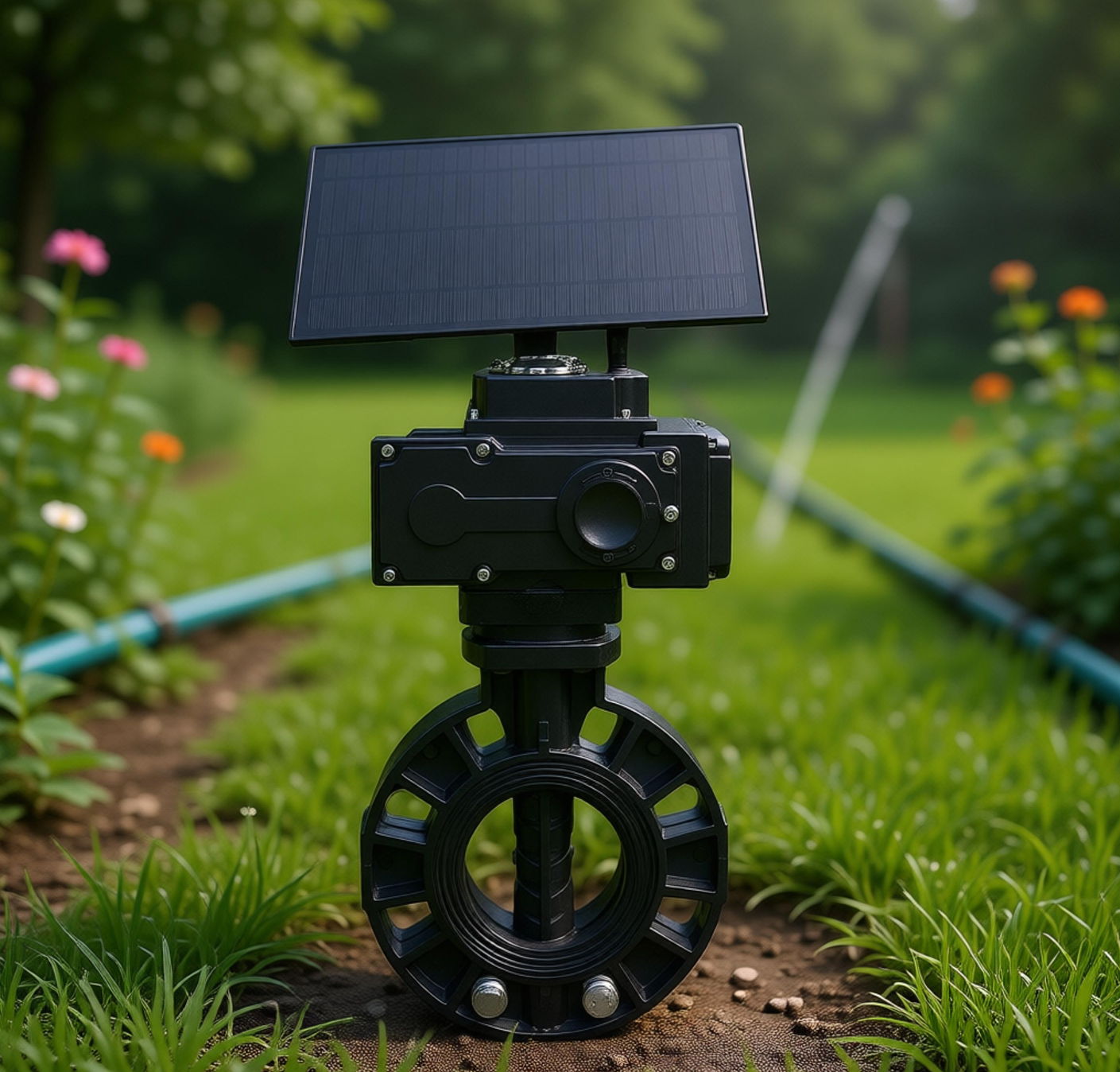 4G Smart Solar Powered Butterfly Valve, Wireless App Control Large Diameter Irrigation Valve for Agriculture