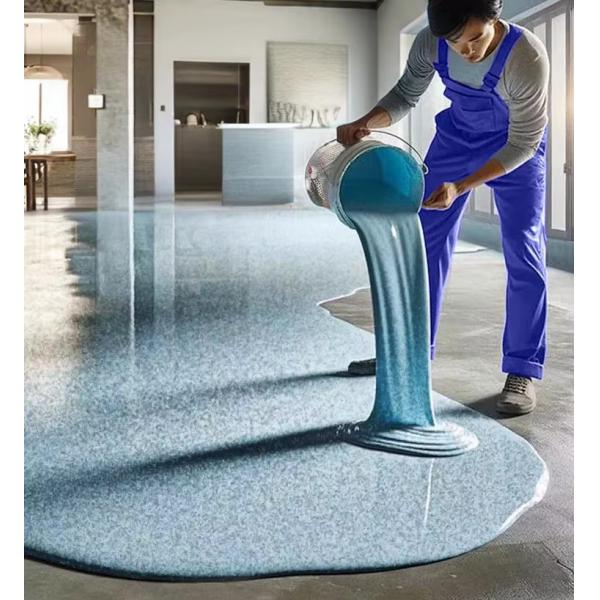 Two Components Self Leveling Paint Epoxy Marble Stone Floor Environmentally Friendly Epoxy Resin Floor Coating Home Use Color Sand Floor