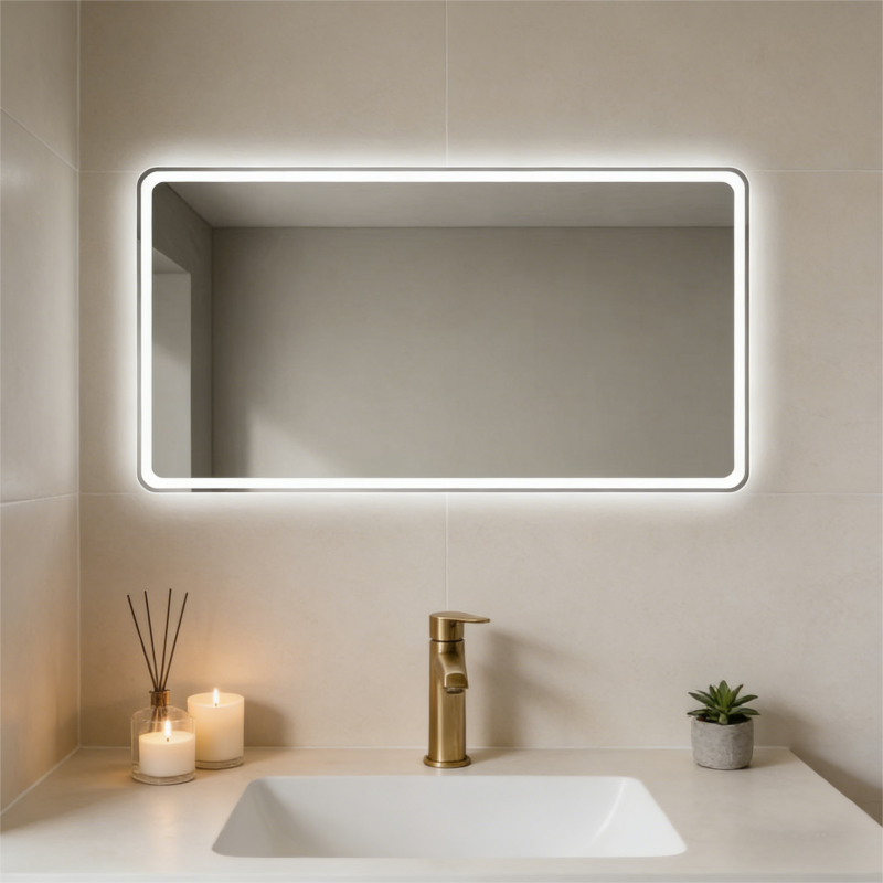Frameless LED Bathroom Mirror - Dimmable Vanity Mirror, Explosion-Proof, IP44 Waterproof, Wall-Mounted for Modern Bathroom