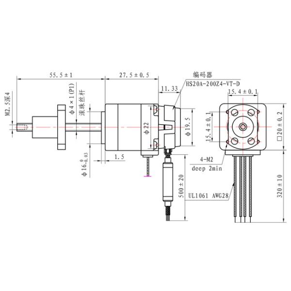 NEMA 8 stepper motor dimensional drawing