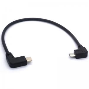 Quality USB C To Micro B 25cm USB Data Transfer Cables 90 Degree 3mm OD 480Mbps Transfer for sale