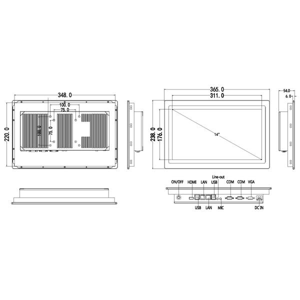 14 Inch Industrial Touch Panel PC Full HD Core I3-6100U 2.3GHz - 2.8GHz CPU