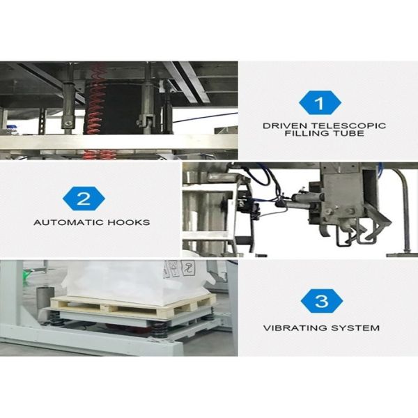 1.5KW Gravity Type Jumbo Bag Packing Machine with 400-2000kg Weighing Range and ±0.2-0.5% Accuracy for Plastic Industry