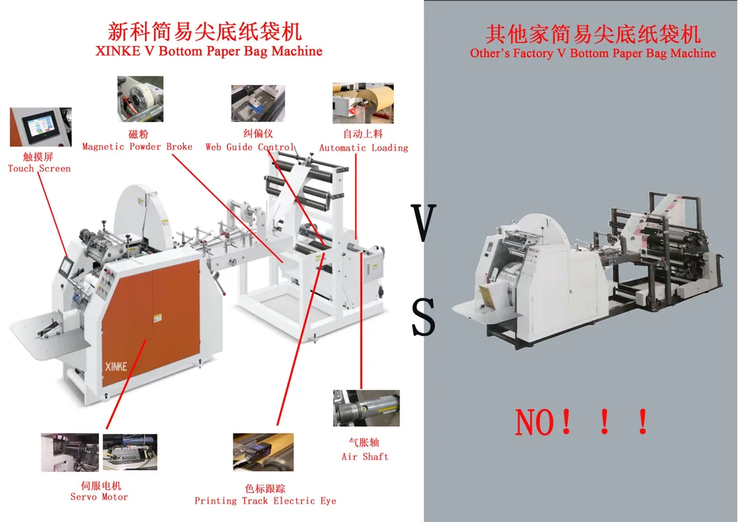 High Speed Sharp V Bottom Brown Bread Takeaway Paper Bag Making Machine Factory Price
