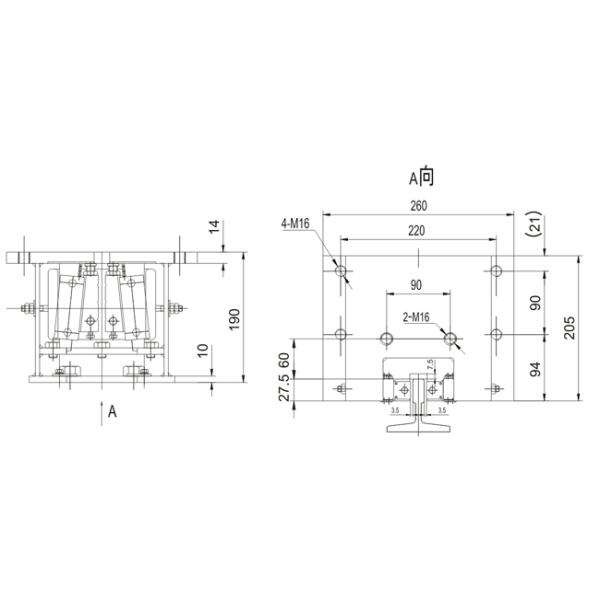 Rogressive Elevator Lift Safety Gear Devices With 10 / 16mm Guide Rails