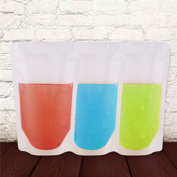 Take away customized drinking bag clear plastic zipper pouch