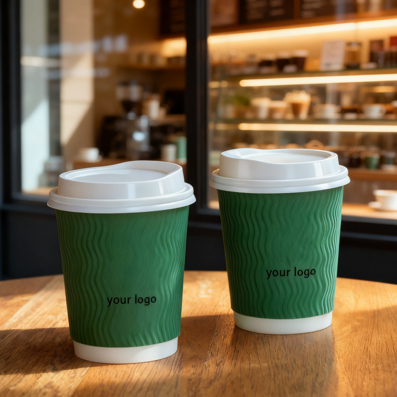 Eco-friendly disposable paper cup with lid customized printing logo