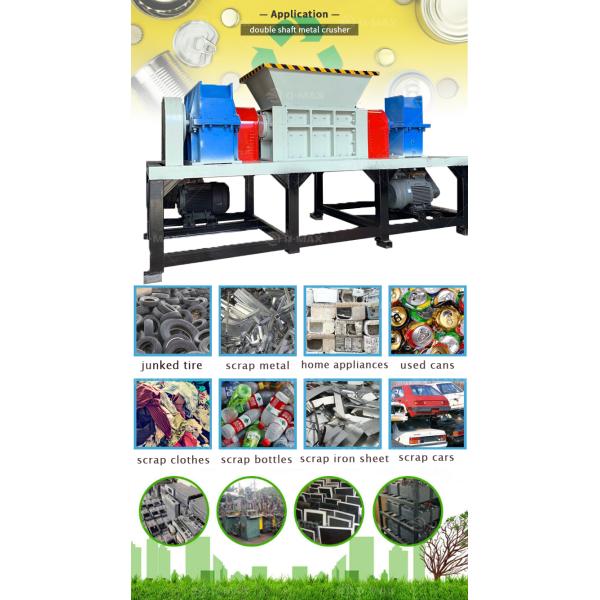 Recycling Metal Scraps Multi Functional Double Shaft Shredder Machine for Plastic Tyre