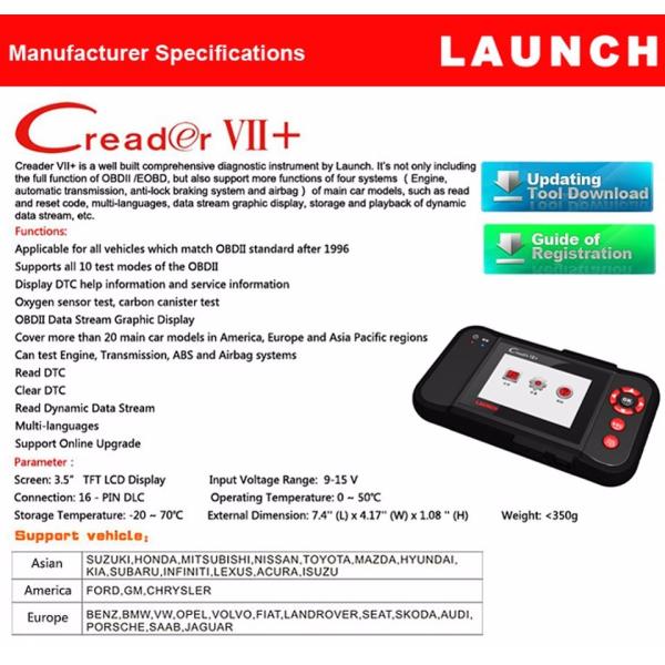 2016 New Launch X431 CReader VII+ Auto Code Reader Launch CReader VII Plus Update Online