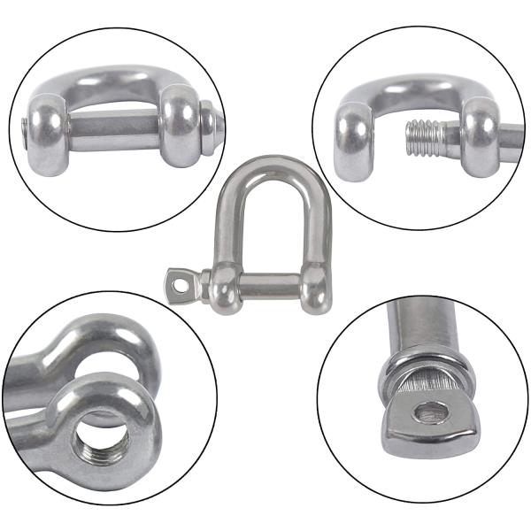 304 Stainless Steel D Ring Shackle Lock D Links Clip Hook for Heavy Duty Construction