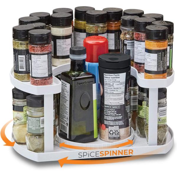 Maximize Space and Keep Spices Organized with this Double Rotating Turntable Spice Rack