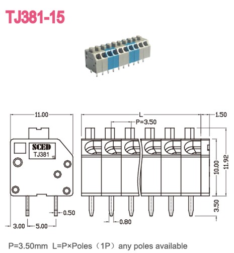 3.50mm Screwless Pcb Spring Terminal Block For Electric Power , Security 2P - 28P