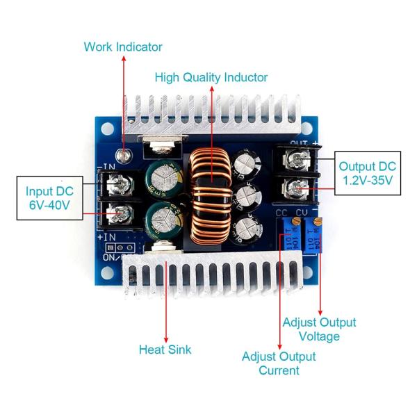 300W 20A DC-DC Buck Converter Step Down Module with Current Limiting Range of 0.2-20A