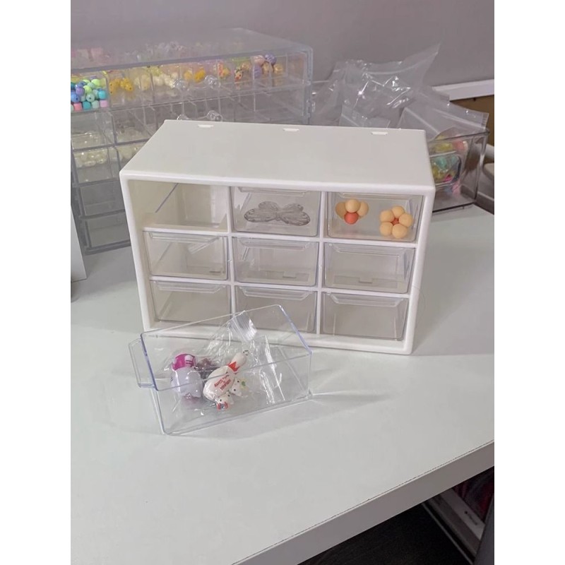 Stackable 9 Grids Cosmetic Storage Box Transparent Drawer Organizer for Lipstick Jewelry
