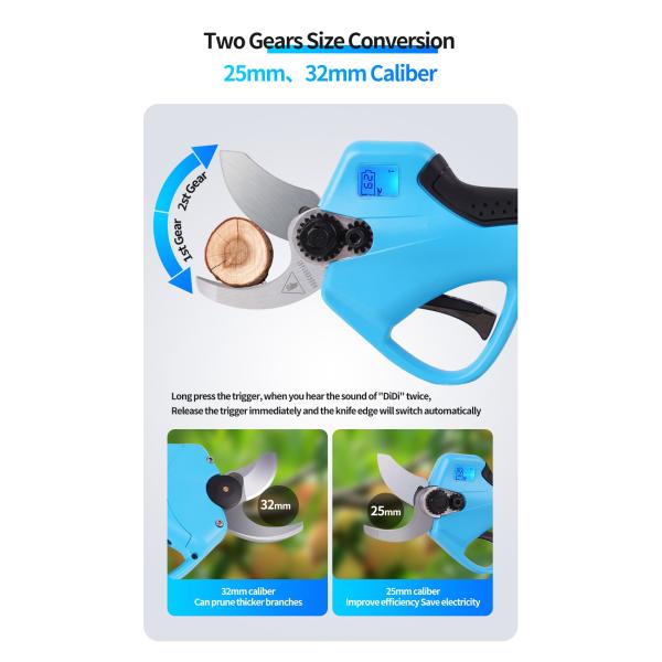32mm LED Garden Tools Electric Pruning Shears With Progressive Function For Garden Work