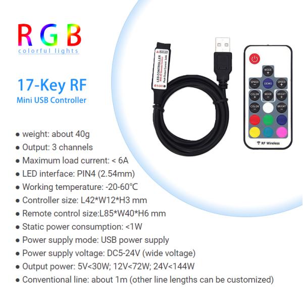 USB 5V LED Controller Mini Wireless Remote Control For LED RGB Color Bar 5050