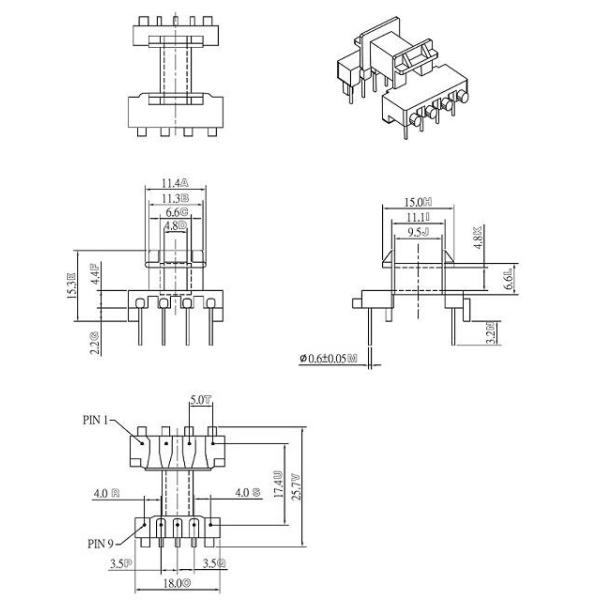 EF 16 Horizontal High Frequency Transformer