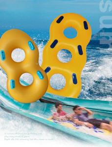 China Yellow Double Inflatable Swimming Ring Pool Float For Adults Water Park Game Play on sale