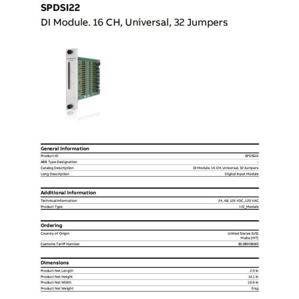 SPDSI22 ABB Digital Input Module