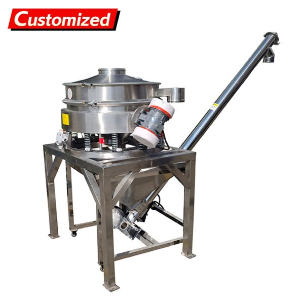 Customized Automatic Stainless Steel Screw Conveyor with Rotating Vibrating Screen for Grain Transport