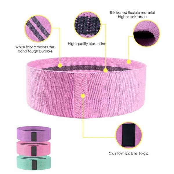 32lbs 760*80mm Workout Fabric Resistance Bands Polyester For Buttock