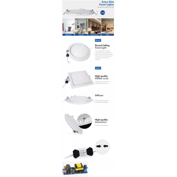 AC85V Recessed Down Light 7000K Ultra Thin Round 24w Led Surface Panel