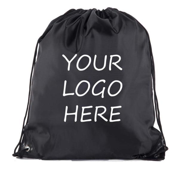 Eco-friendly Polyester Laundry Nylon Drawstring Backpack Bag for Festival School Stadium Entry with Zipper Mesh Pocket