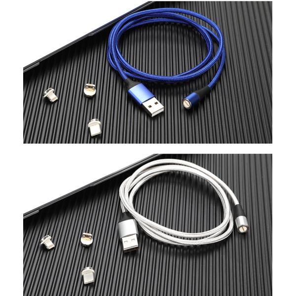 Round Magnetic Data Cable 360 Degree 8 - Pin For Android Type - C Nylon Braided