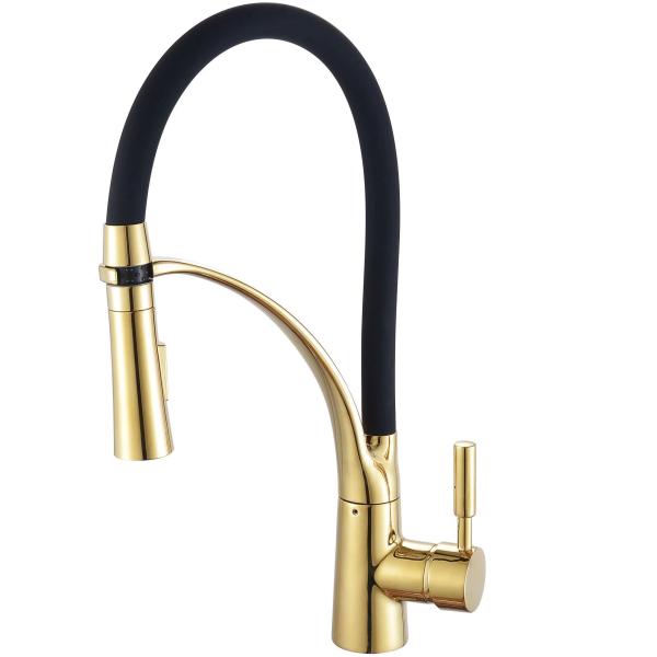 Single Hole Zinc And Brass Black Pull Out Kitchen Tap For Long Lasting Performance