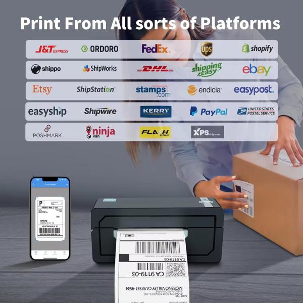 Direct Sticker Barcode Printer Label Thermal Wireless 4x6 Shipping Label Printer Compatible With Android&iphone and Windows