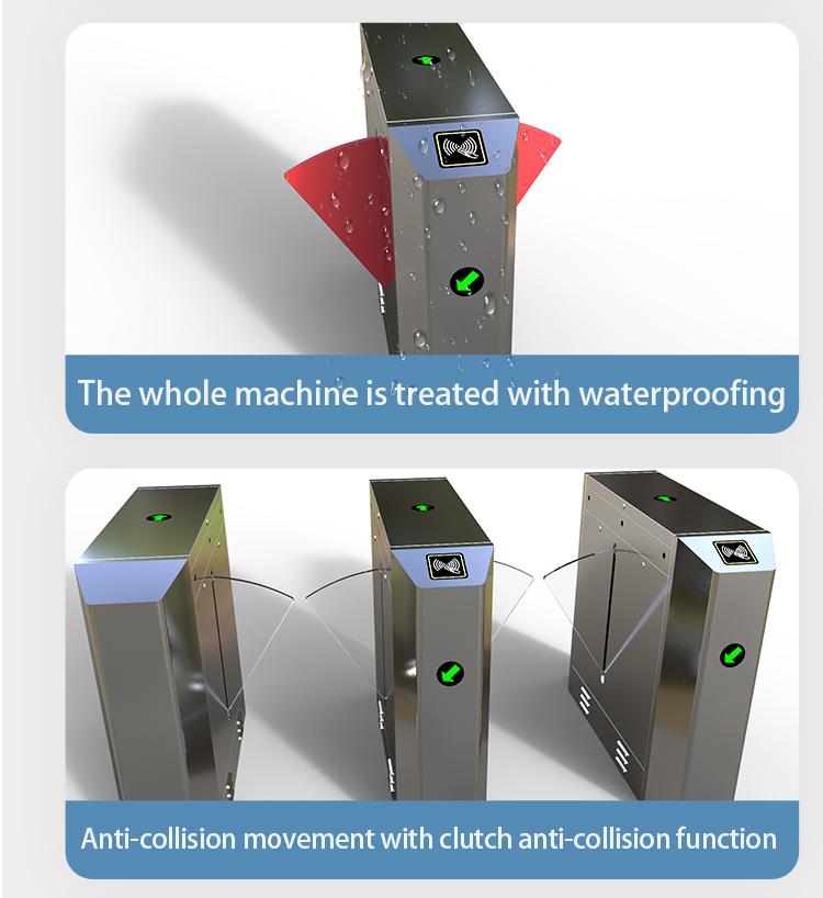 Automatic Revolving Pedestrian Access Security Gate Electric Vertical Swing Flap Barrier Turnstile