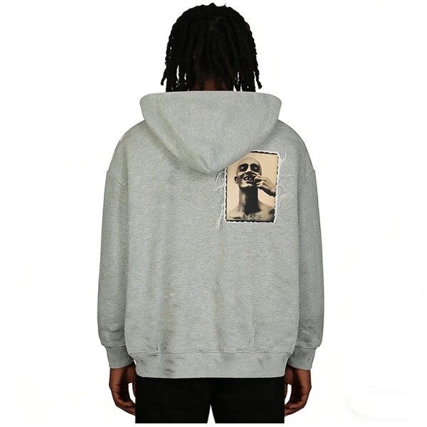 Custom Distressed Oversized Hoodie with Graphic Patch
