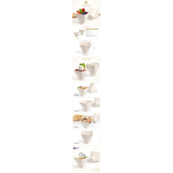Factory Direct BPA free square 75ml wheat PP mini plastic dessert cup