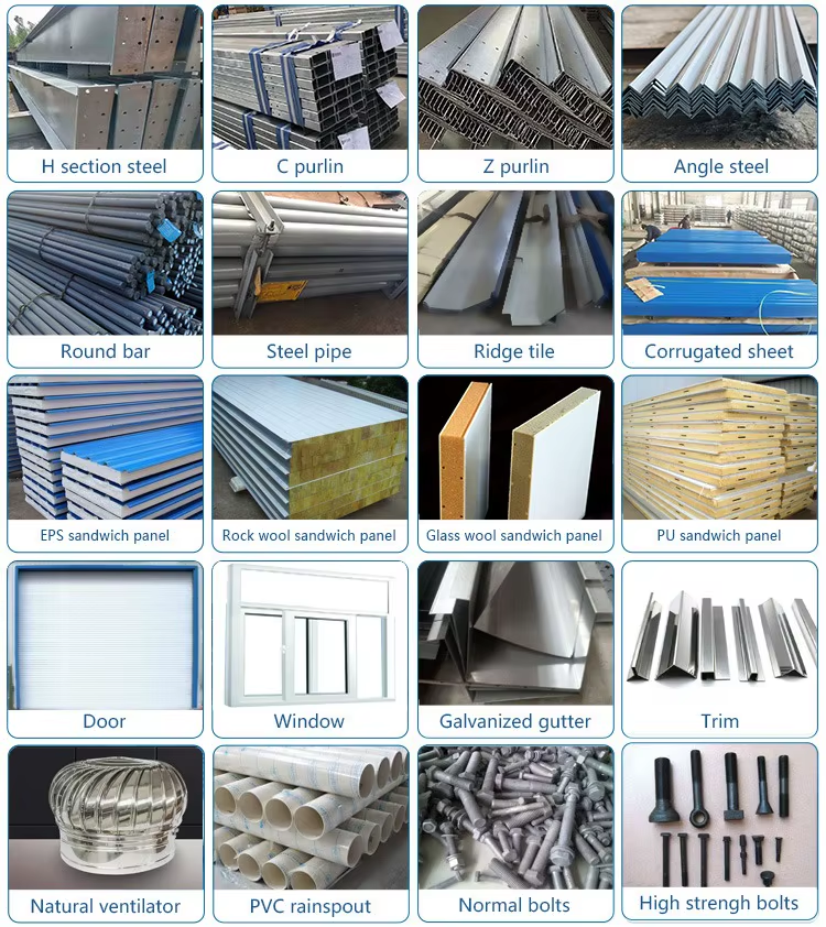 Modern Steel Structure Warehouse Shed Workshop Fire Water Proof Permanent Schools Malls Hotels
