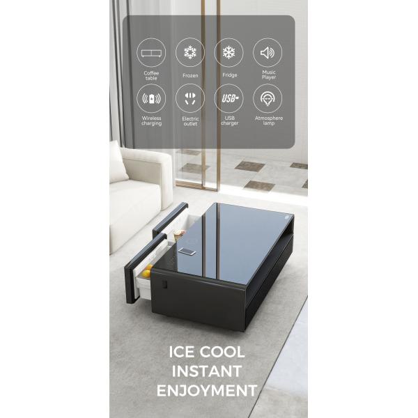 Multifunctional Mini Refrigerator Table with Interactive Touch Screen and Metal Frame