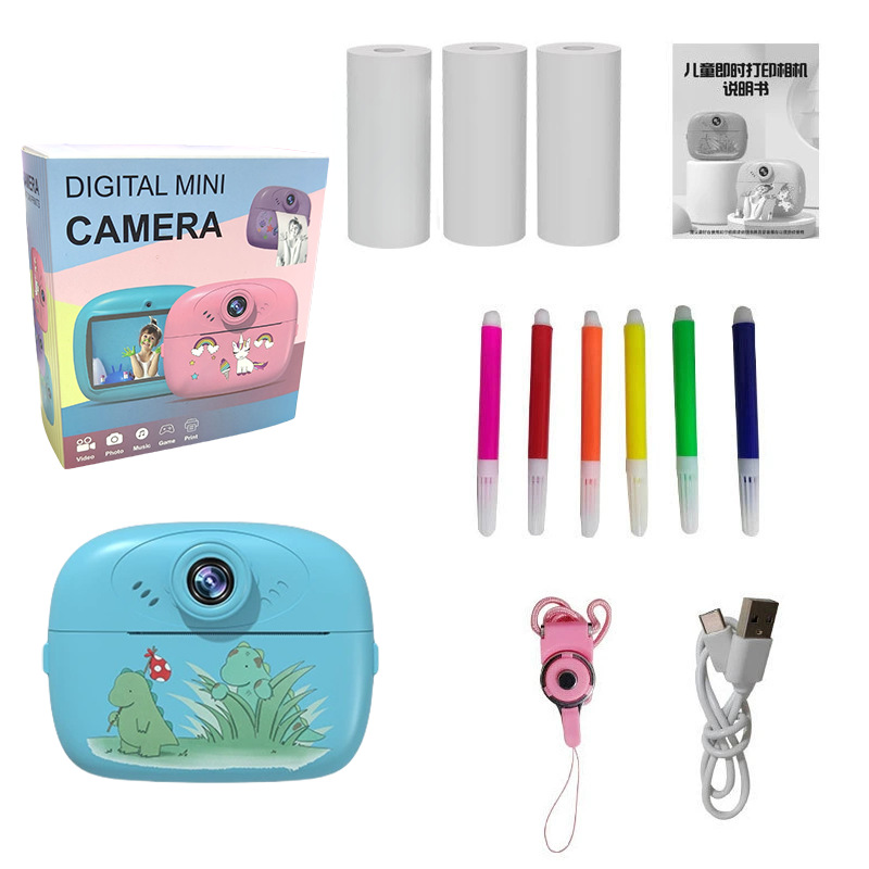 Cross-border Multifunctional Children's Camera, Instant Camera, Can Take Selfies and Print, Portable Small Camera