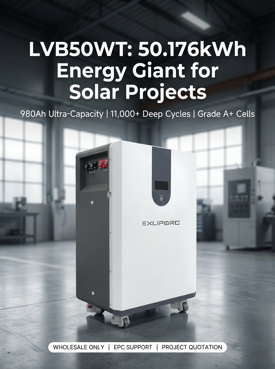 50kWh 980Ah Split Stackable LiFePO4 Battery with Intelligent BMS for Residential and Commercial Energy Storage System