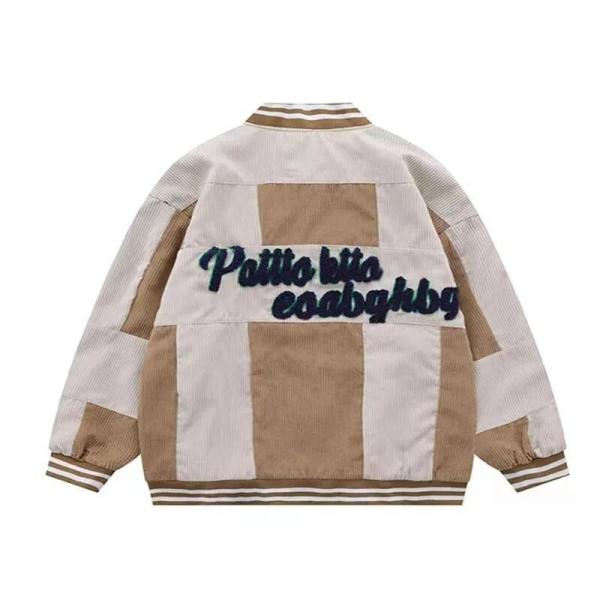 Patchwork Varsity Corduroy Letterman Jacket S Vintage Casual Baseball Jacket