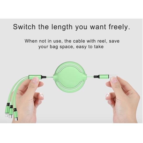 Multi Retractable Fast Charger Cord 1.2m Liquid Silicone Multiple Charging Cable