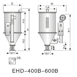 Elbow Design Plastic Auxiliary Equipment Hopper Dryer With Temperature Controller