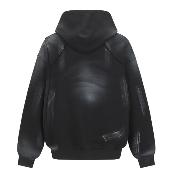 Washed Grey Oversized Jersey Hoodie Polyester/Cotton Blend 3D Pattern Windproof Breathable Winter Pullover Pocket Unisex