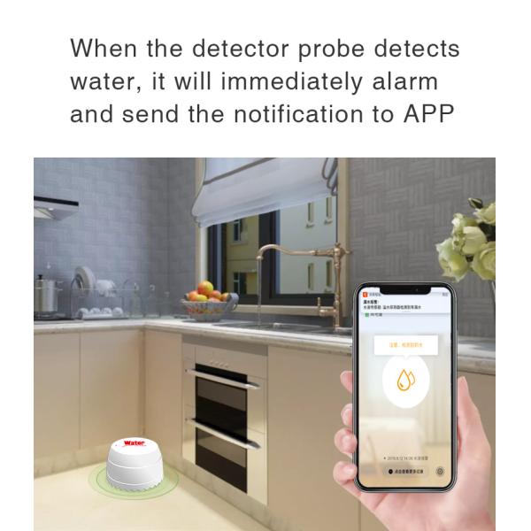 95%RH Wifi Enabled Water Leak Detector DC3V Smart Alarm Sensor